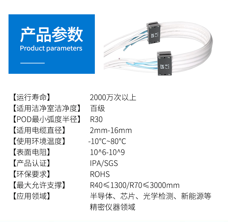 广柔防静电无尘拖链技术参数
